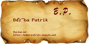 Bába Patrik névjegykártya